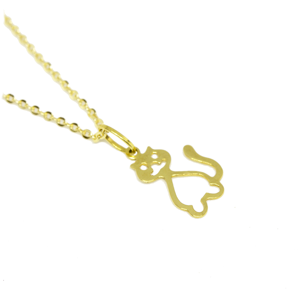 Colar com Pingente Gato em Ouro 18 Kilates - 25301